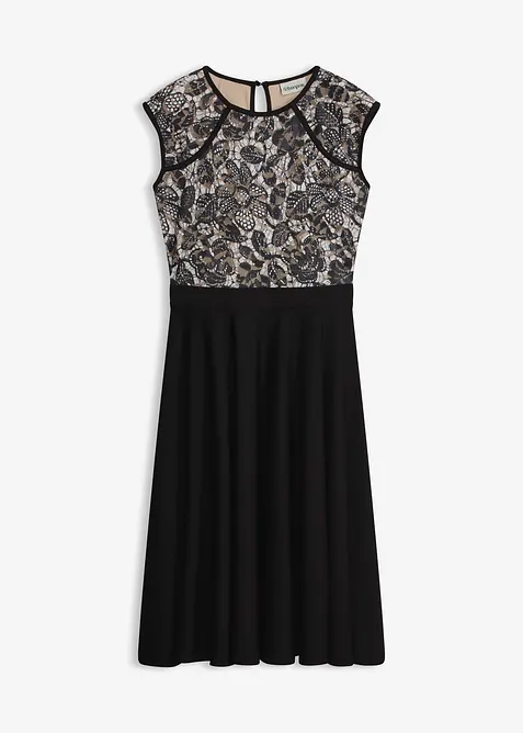 Midikjole med blonder, bonprix