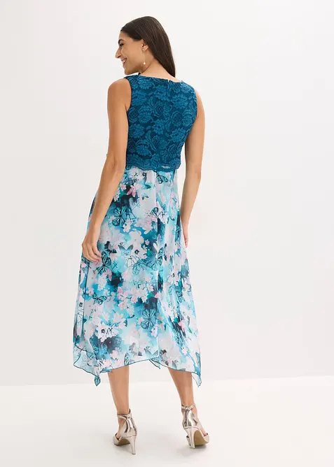 Chiffonkjole med fine blonder, bonprix