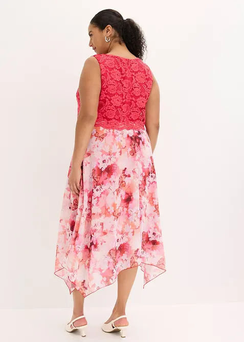 Chiffonkjole med fine blonder, bonprix