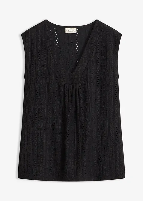 Topp med hullbroderi, bonprix