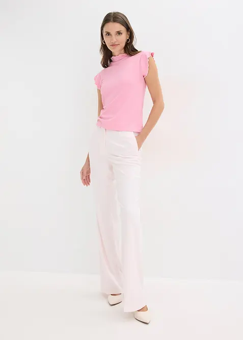 Ribbet topp i viskosemiks, bonprix