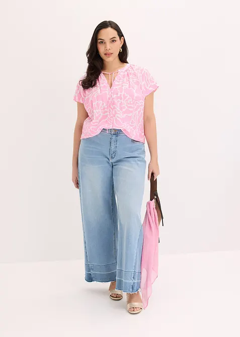 M&oslash;nstret, kortermet bluse, bonprix