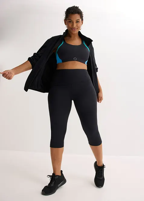 Trenings-leggings i caprilengde i bomullsaktig materiale, bonprix