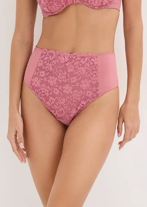 Truse med h&oslash;y midje og blonder, bonprix