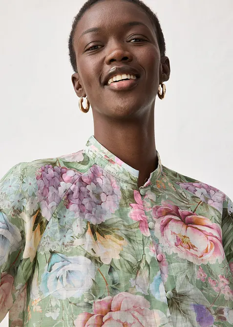 Tunikabluse i kj&oslash;lende ramie-materiale, bonprix