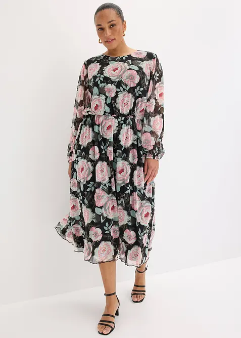 Midikjole i myk mesh, bonprix