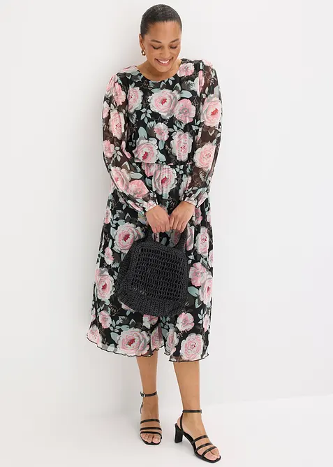 Midikjole i myk mesh, bonprix