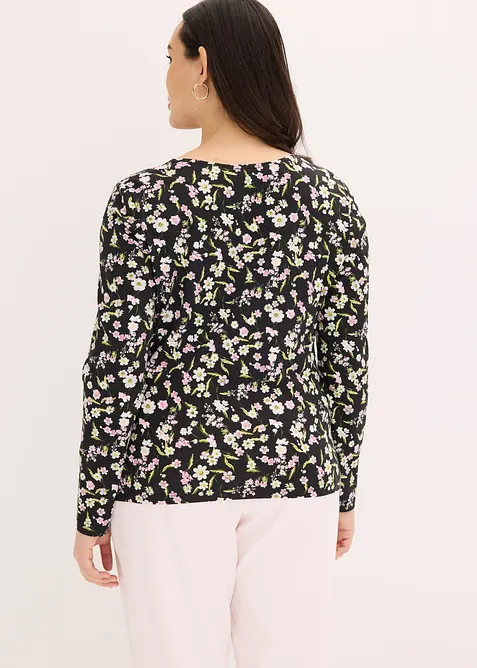 Langermet topp i bomullsmiks, bonprix