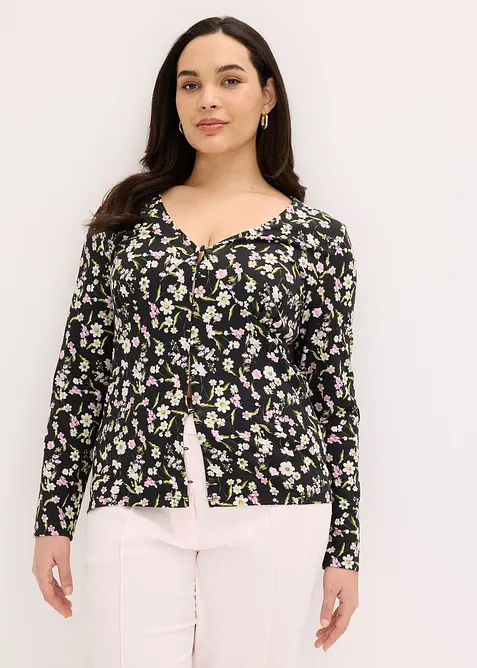 Langermet topp i bomullsmiks, bonprix