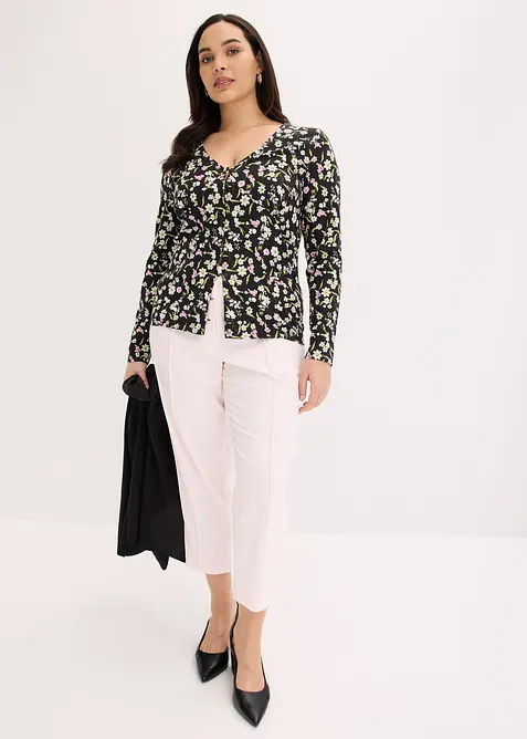 Langermet topp i bomullsmiks, bonprix