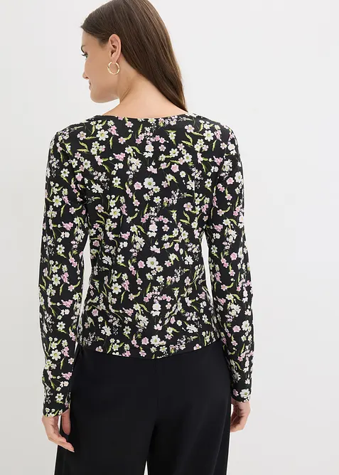 Langermet topp i bomullsmiks, bonprix