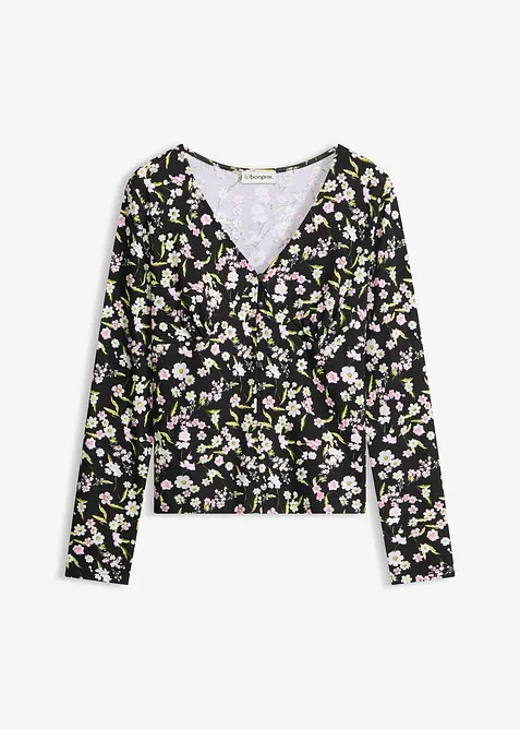 Langermet topp i bomullsmiks, bonprix