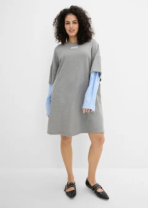 Oversized sweatshirtkjole med skjorteermer, bonprix