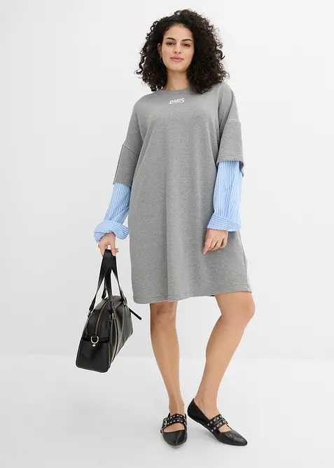 Oversized sweatshirtkjole med skjorteermer, bonprix
