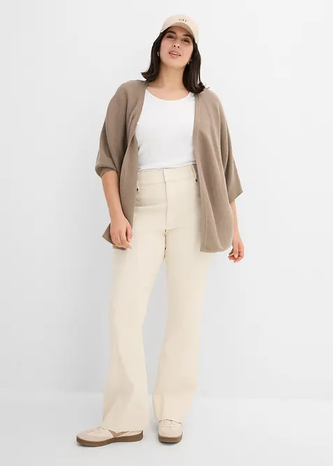 Oversized, ribbestrikket genser i viskosemiks, bonprix