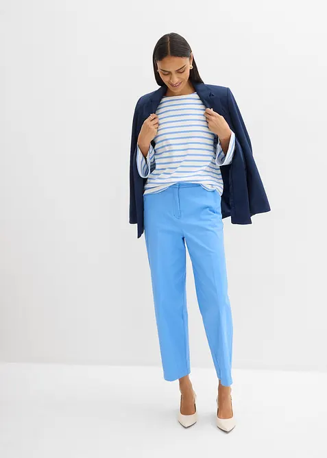 Stripete, langermet topp i &oslash;kologisk bomull, bonprix