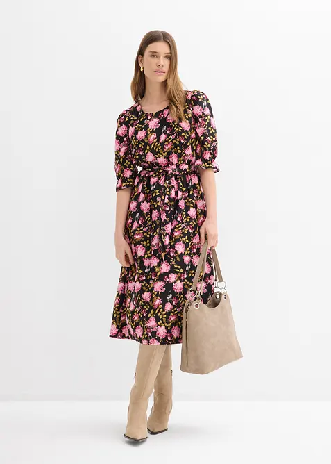 Midikjole med puffermer, bonprix