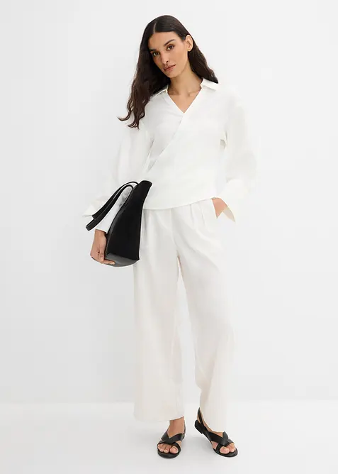 Asymmetrisk bluse i viskosemiks, bonprix