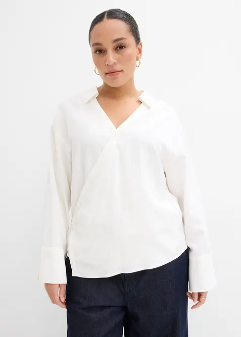 Asymmetrisk bluse i viskosemiks, bonprix