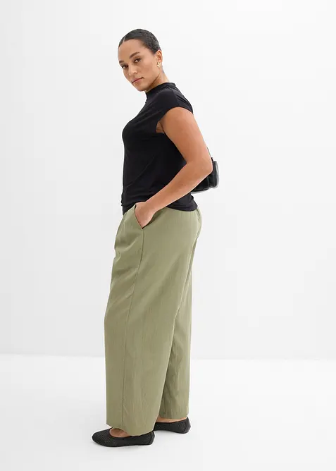 Bukse med dekorativ knapp av viskosemiks, bonprix