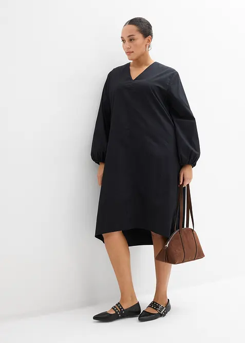 Skjortekjole med boblekant p&aring; ermene, bonprix