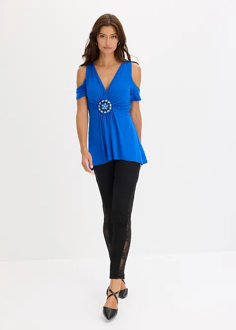 Cold shoulder-topp i mesh, bonprix