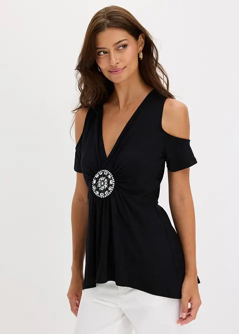 Cold shoulder-topp med tilbeh&oslash;r, bonprix