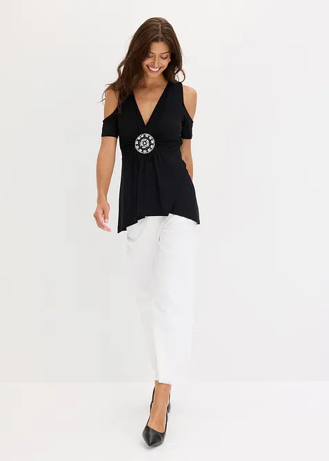 Cold shoulder-topp med tilbeh&oslash;r, bonprix