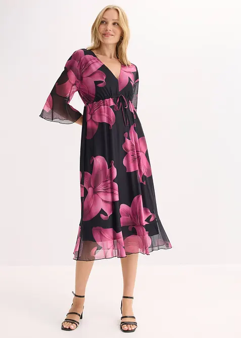 Midikjole med dyp utringning, bonprix