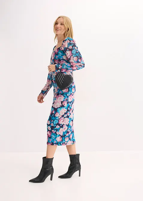 Figurn&aelig;r midikjole i mesh, bonprix