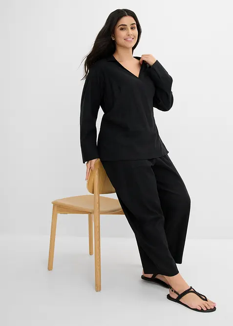 Barrel-bukse i lett linmiks, bonprix