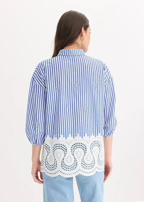 Oversized bluse med hullbroderi, bonprix