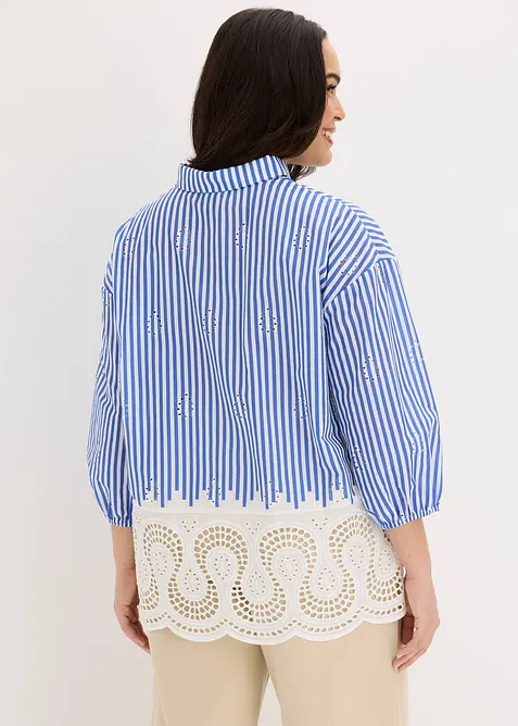 Oversized bluse med hullbroderi, bonprix