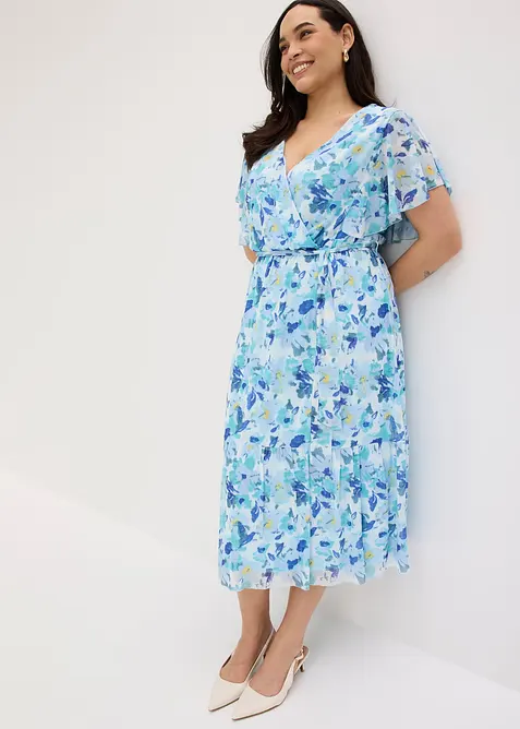 Midikjole i myk mesh, bonprix