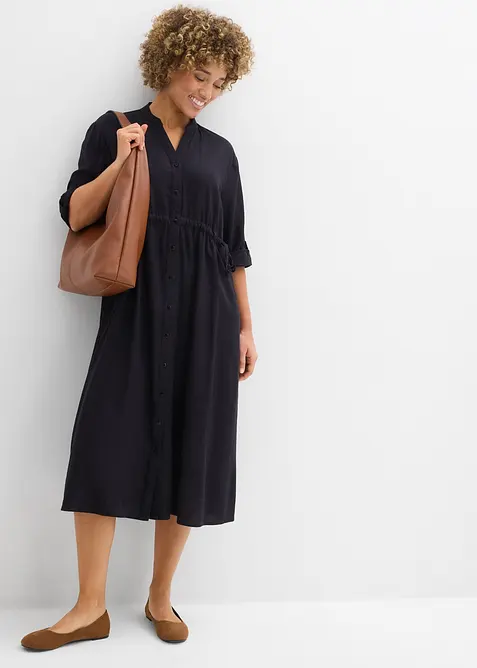 Midikjole i linmiks, bonprix