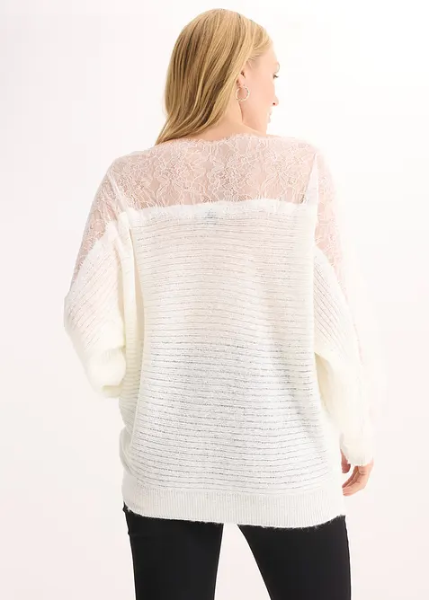 Off shoulder-genser med blonder, bonprix