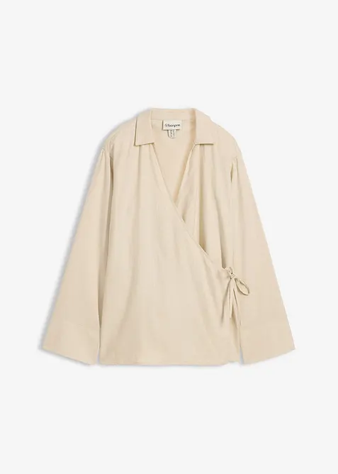 Omslagsbluse i linmiks, bonprix