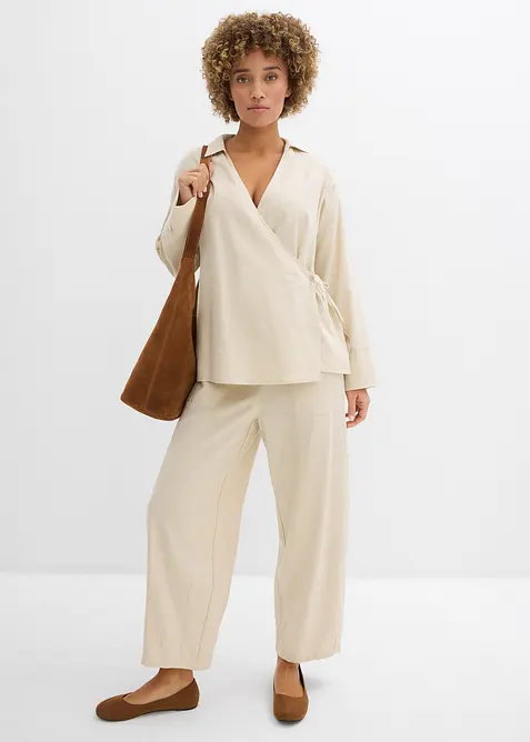 Omslagsbluse i linmiks, bonprix