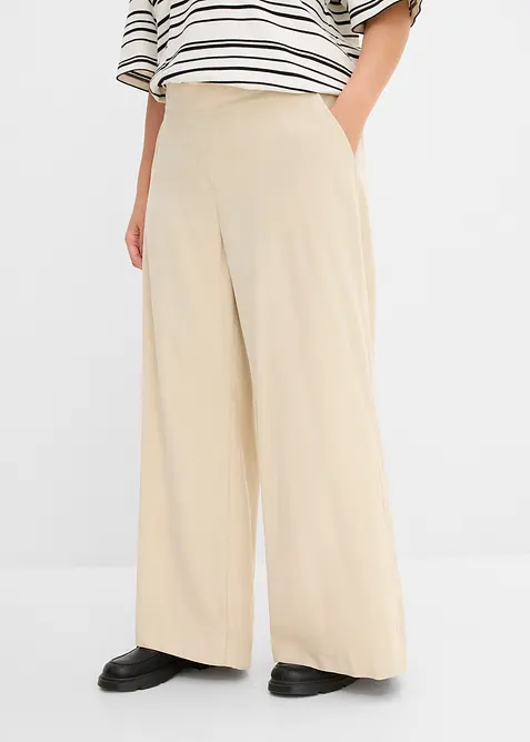 Bukse i viskoseblanding med vide ben, bonprix