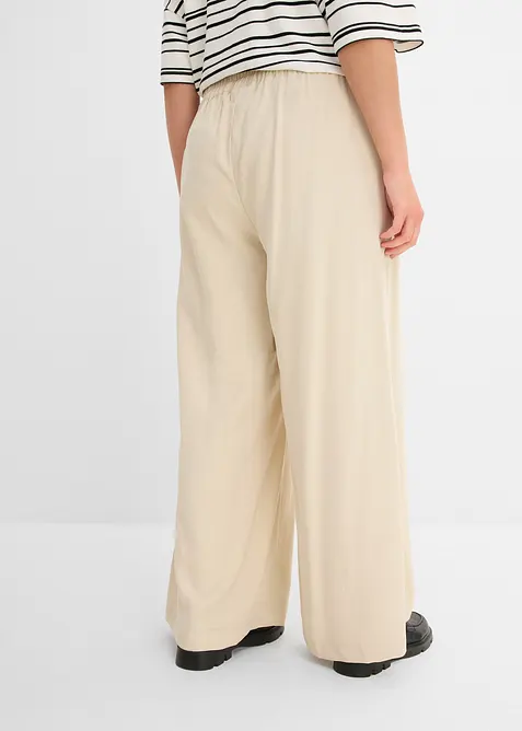 Bukse i viskoseblanding med vide ben, bonprix