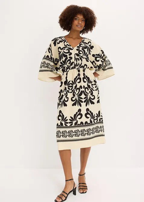 Midikjole i lett viskosemiks, bonprix