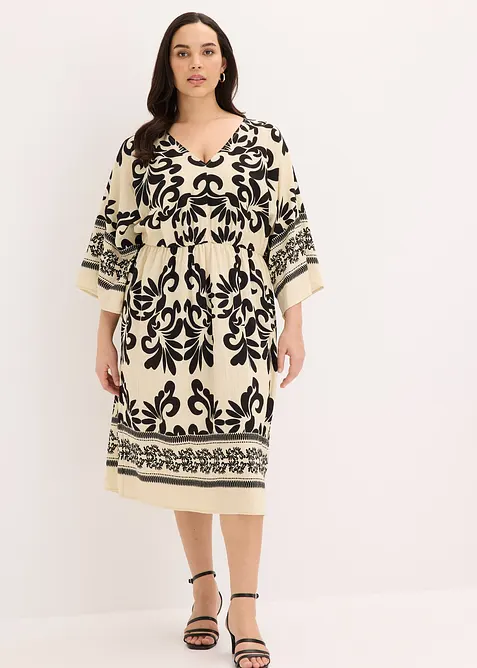 Midikjole i lett viskosemiks, bonprix