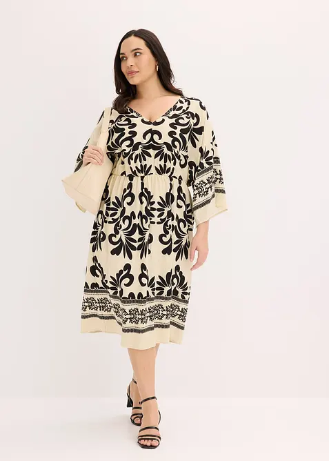 Midikjole i lett viskosemiks, bonprix