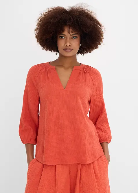 Oversized bluse i musselin, bonprix