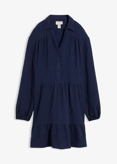 Kort volangkjole i musselin, bonprix