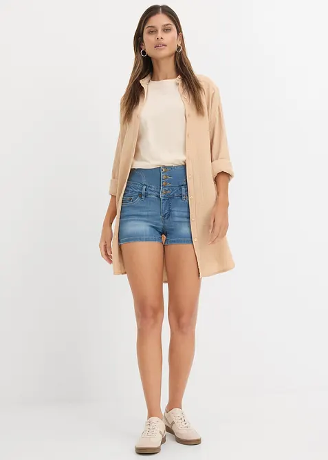 Jeans-shorts med h&oslash;yt liv, bonprix
