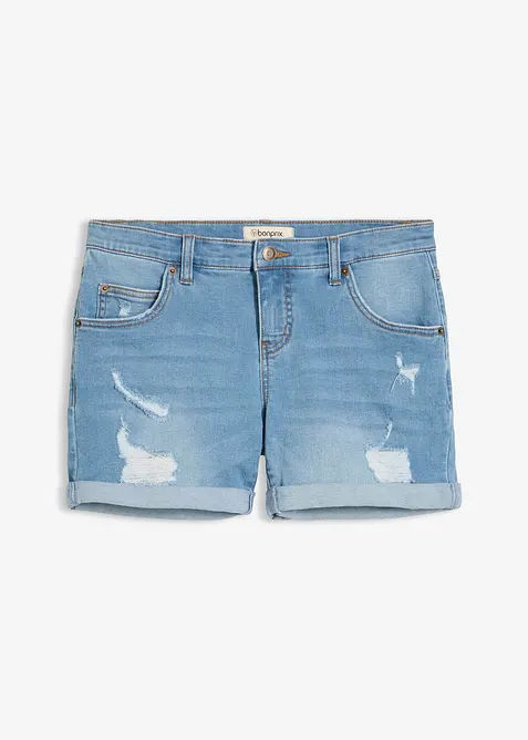 Denimshorts Mid Waist med destroyed-effekt, bonprix