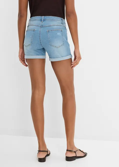 Denimshorts Mid Waist med destroyed-effekt, bonprix