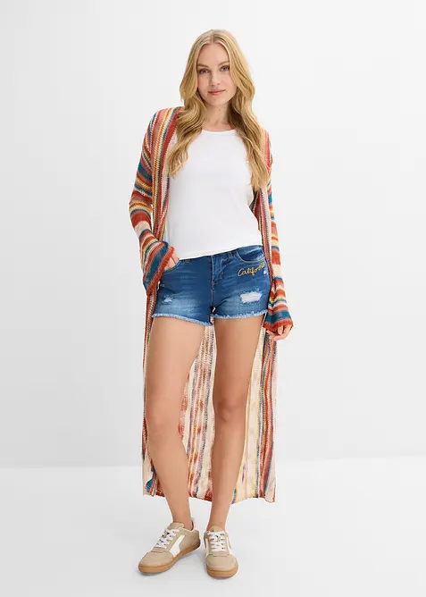 Jeans-shorts med broderi, bonprix