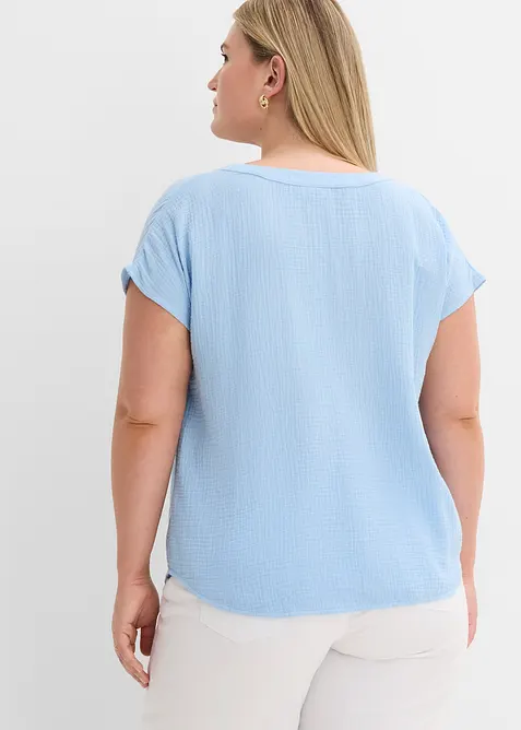 Kortermet bluse i 100% bomullsmusselin, bonprix